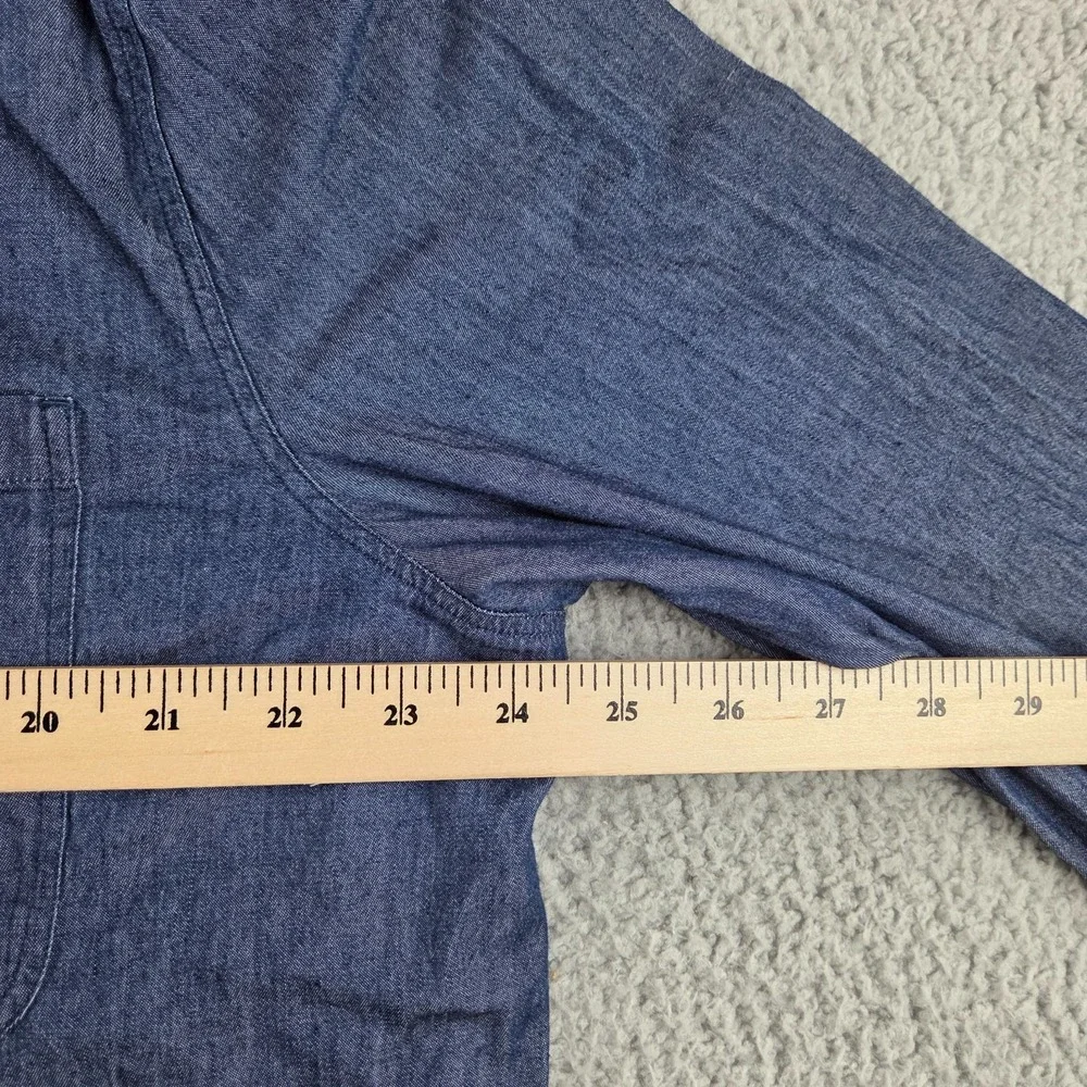 Mugsy Shirt Men XL Chambray‎ Button Down Blue L/S Cotton Blend
